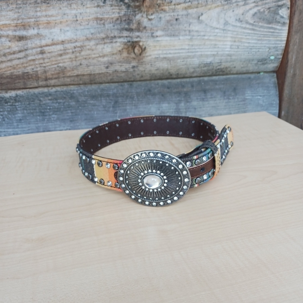 Angel Ranch Western Belt Girls Serape With Rhinestones Cowgirl Waist 22